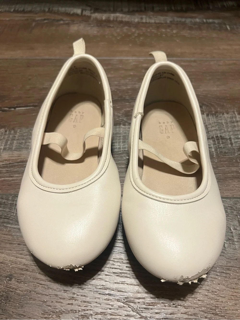 GAP Cream Girls Elastic Strap Ballet Flats